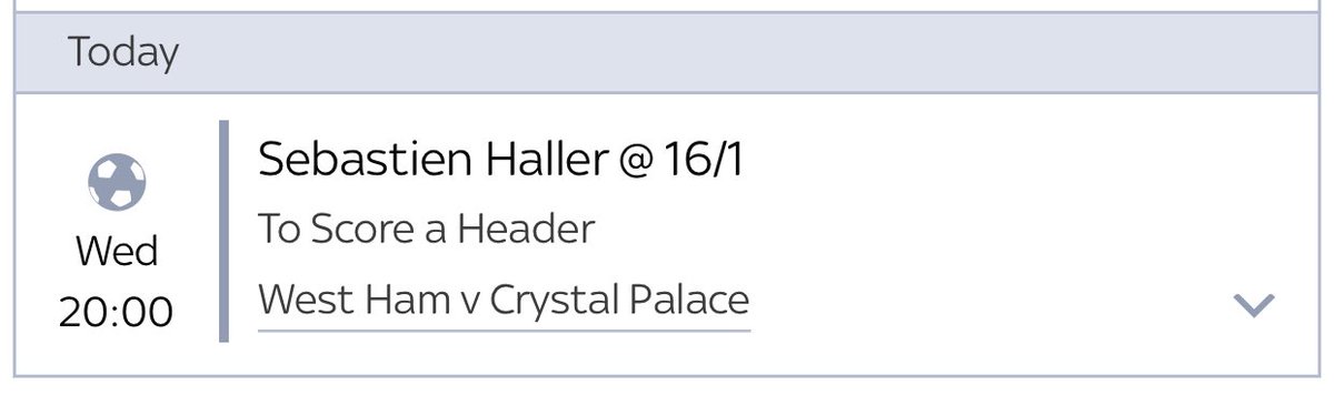 Haller is priced at 3/1 for a headed shot on target and 20/1 for 2. Hit 3 in his last 4 and Palace conceded a lot of headers. Both look big value plays.Also taken the 16/1 price for him to score a header with him looking so dangerous in the air.