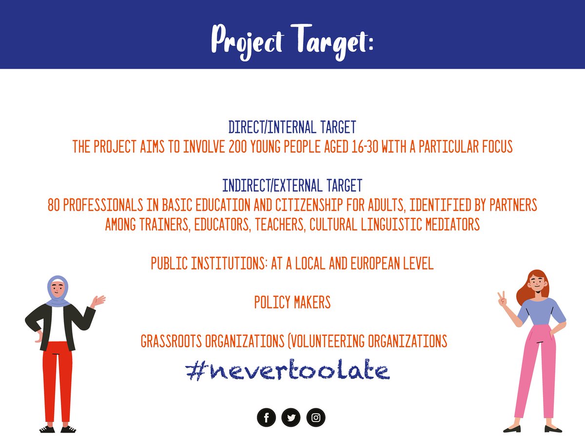 Do you know who is the Never too late project target group? 
#nevertoolate #nevertoolateeuproject #erasmusplus #womaneducation #migrants #young #education #poor #noschool #pooreducation #project #europe