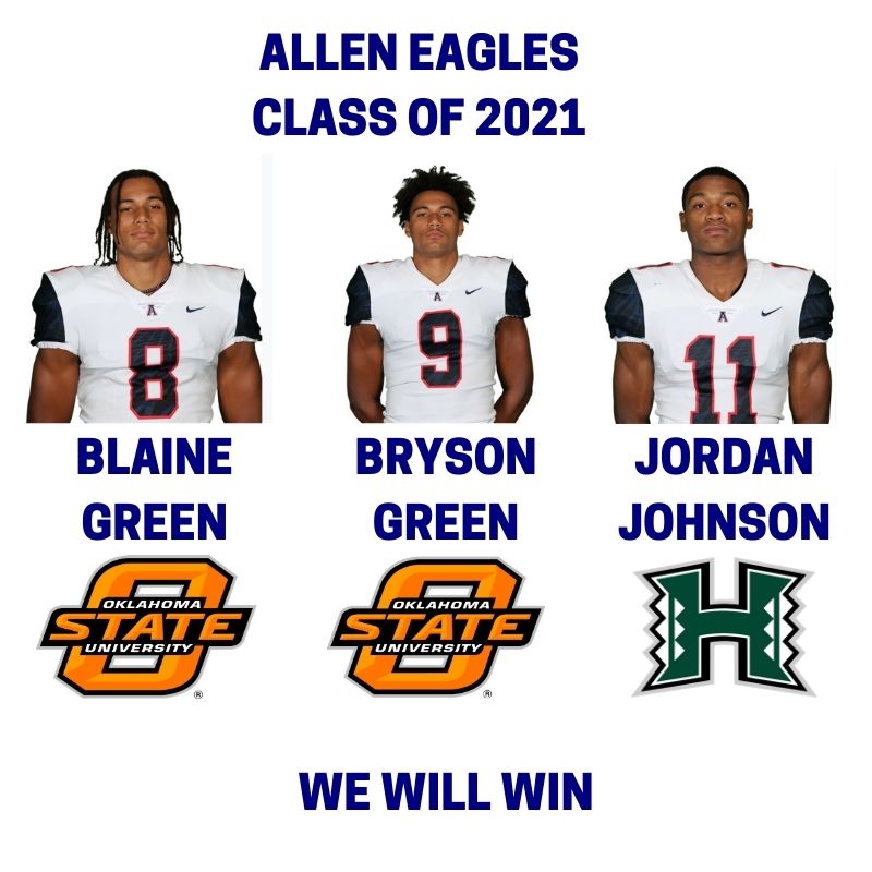 Congrats to our Class of 2021 Signees! We are very proud of the hard work you have put in to get to this point - FOREVER ALLEN EAGLES! #WeWillWin