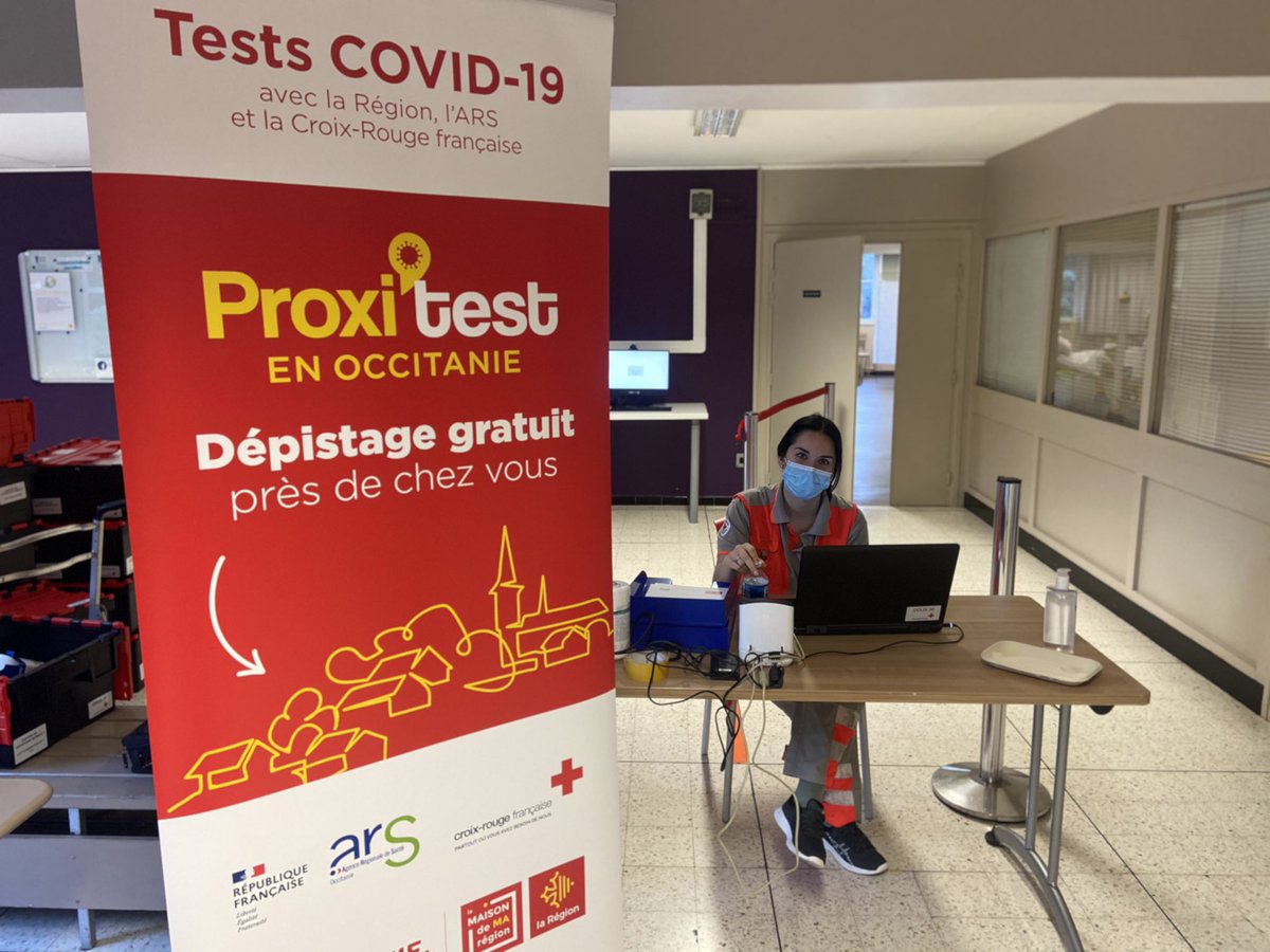 CroixRougeGard's tweet photo. #ProxiTest | Aujourd’hui nos volontaires sont à la Cité Universitaire Matisse à #Nîmes pour réaliser auprès des étudiants du @crousmontpel, une operation de #dépistage du #COVID19
▶ Avec @ARS_OC et la Région @Occitanie https://t.co/2jT8qUFJBi
