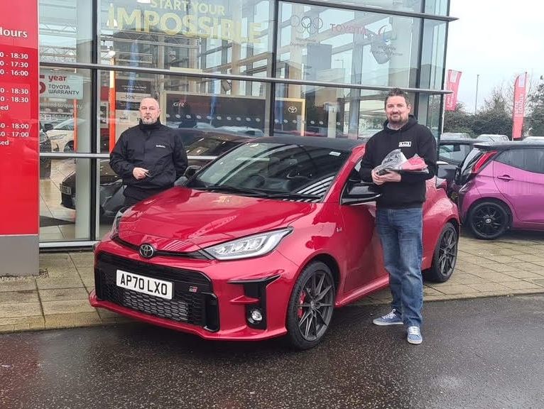 🎉 Congratulations to Jon Scoltock who won our prize draw when he attended our pre-production GR Yaris Tour back in September. Jon collected his prize Gazoo Racing goodie bag whilst he came in to test drive the GR Yaris!