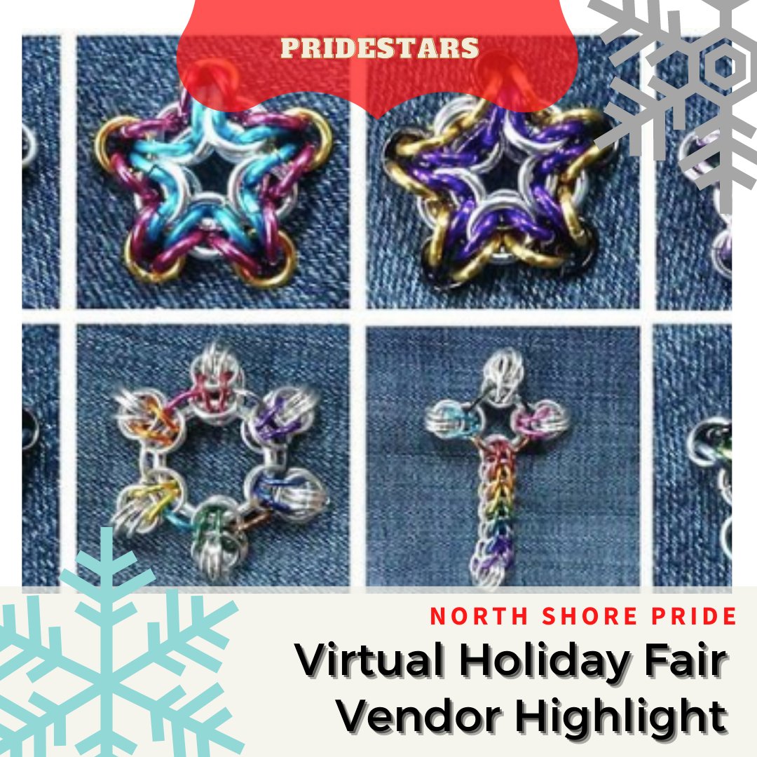 🌟  Virtual Holiday Fair Highlight! 🌟
PrideStars makes pocket fidgets and fidget jewelry hand-made in the colors of many Pride flags. 
Shop now at etsy.com/shop/pridestars or browse the virtual holiday vendor stalls at northshorepride.org/virtual-holida…