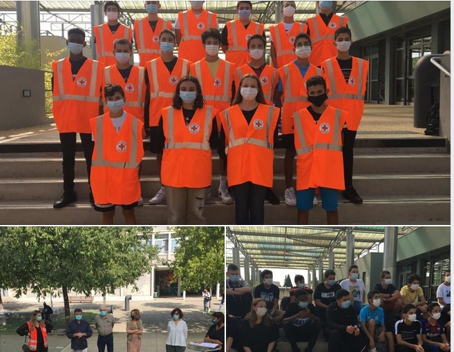 Citoyens:Jeudi 17 septembre s’est déroulée la cérémonie d’entrée des élèves 3emes option Croix-Rouge en présence de Georges Labonne, président de la DT30, Emmanuel Appy, vice -President, Karen Mirandelle , bénévole chargée de mission auprès des classes Option Croix-Rouge.