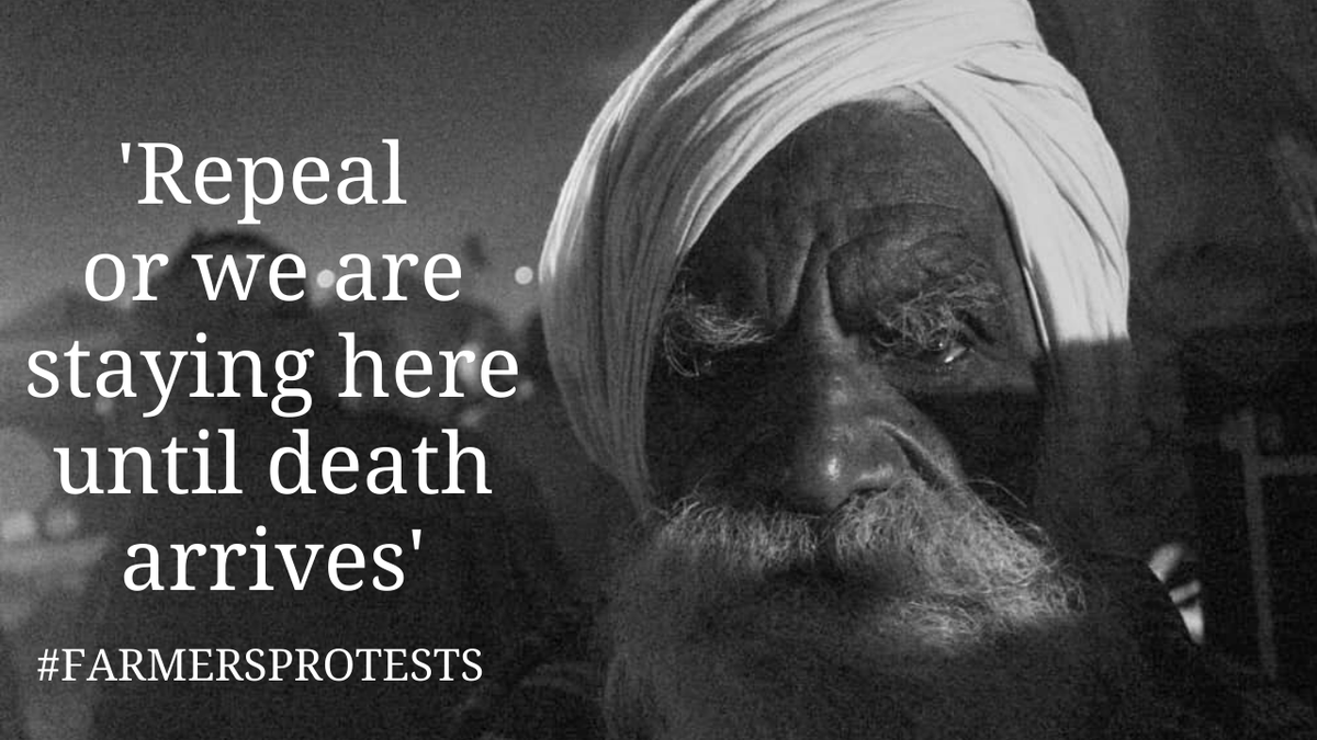 Repeal or nothing. Long is the night, but the fight for rights goes on.  #FarmersProtests Photo thread [1/10]The  #FarmersProtests sites in Singhu and Burari fight on with a spirit of camaraderie and renewed resolve -  https://ruralindiaonline.org/articles/this-winter-our-hearts-are-burning-embers/