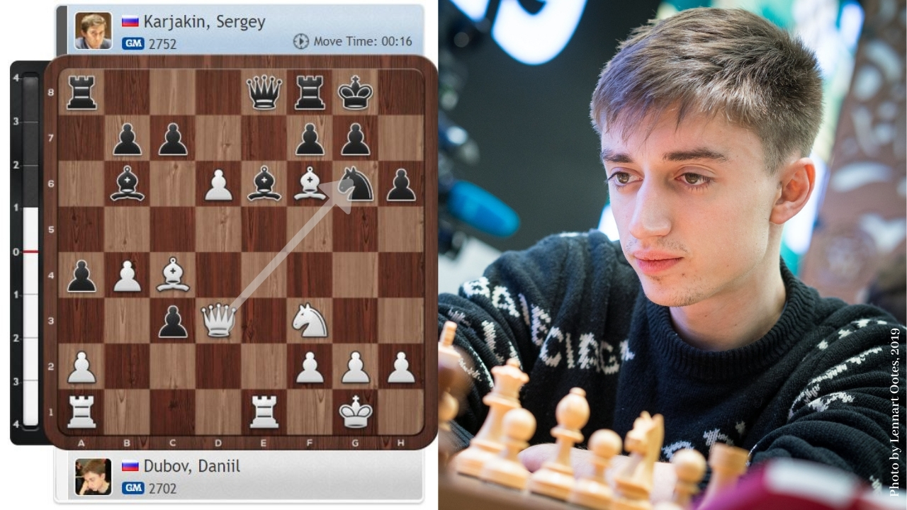 International Chess Federation on X: The move of the week: 19. Qxg6! Daniil  Dubov is in his element! The inspired play brings Dubov a last-round  victory against Karjakin and makes Nepomniachtchi the