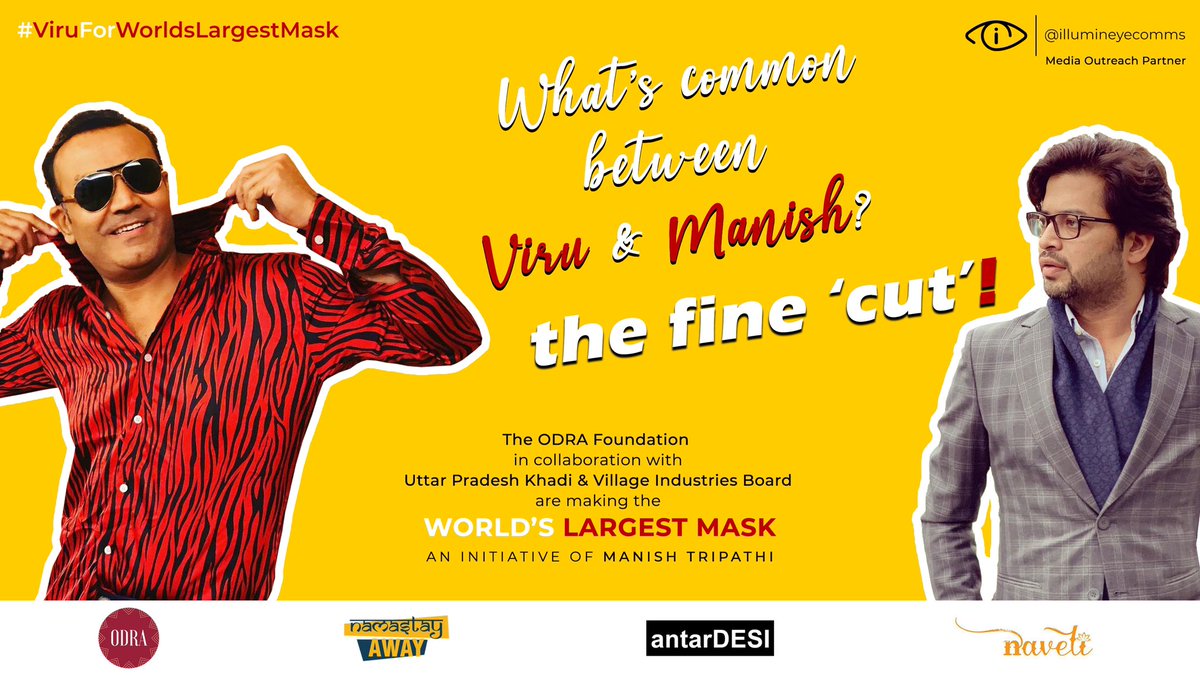ManishantarDESI's tweet photo. Looking forward to meet @virendersehwag at his residence tomorrow. Viru paaji has been kind enough to support us in our endeavour to make the #WorldsLargestMask, which is a tribute to rural women artisans.

#ViruForWorldsLargestMask

@TexMinIndia @smritiirani @UPGovt https://t.co/nZIBOgOZeV