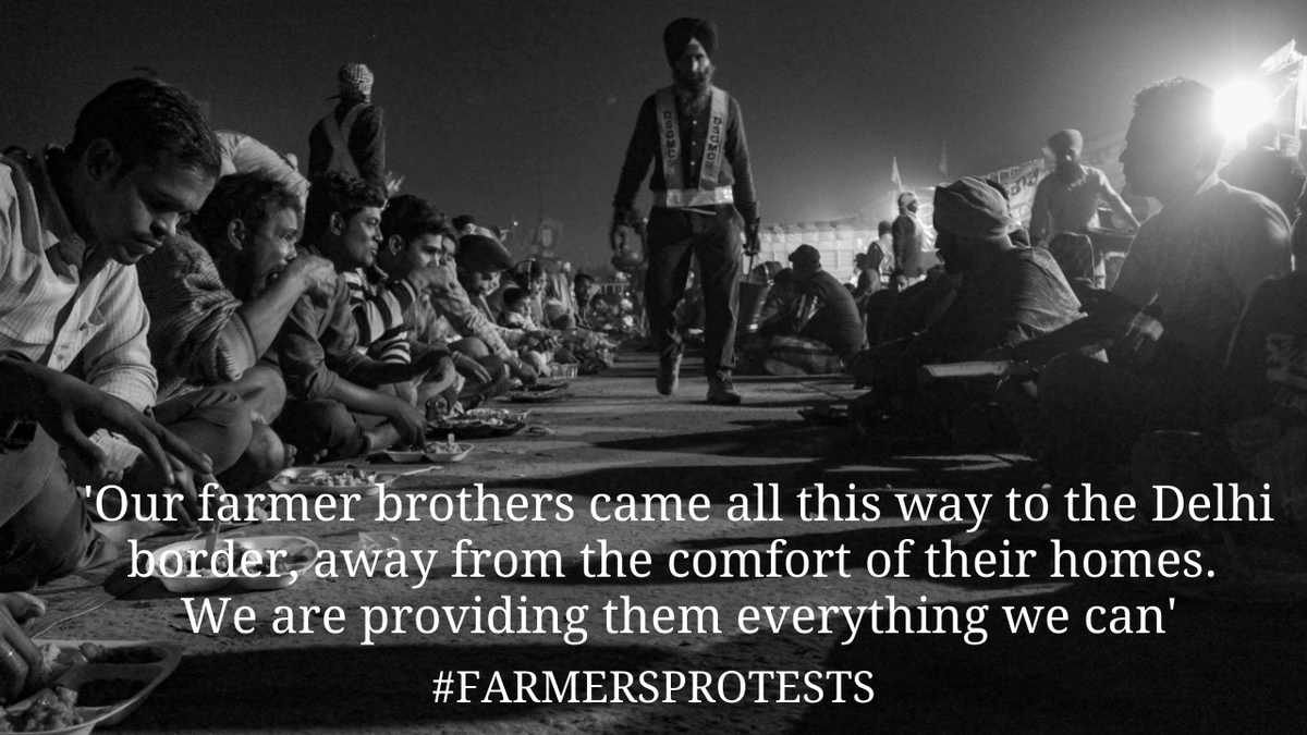 'Our farmer brothers came all this way to the Delhi border, away from the comfort of their homes. We are providing them everything we can'  #FarmersProtests 8/10