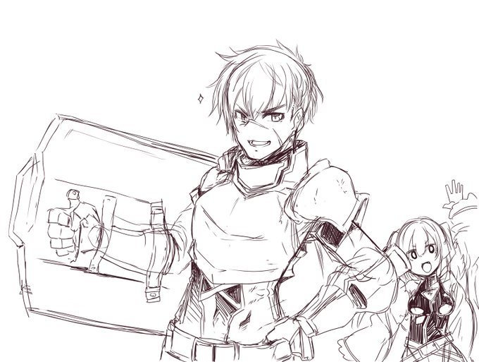 割と遊びもメスみもなしの本気で殿方をわたくしが描いたらどうなるだろうと思って痛みがフィードバック系TS娘の相方の盾さんを描いてみたのですがわたくし男描けませんわね!!!!!!!!(再確認) 