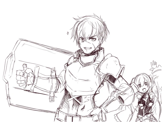 割と遊びもメスみもなしの本気で殿方をわたくしが描いたらどうなるだろうと思って痛みがフィードバック系TS娘の相方の盾さんを描いてみたのですがわたくし男描けませんわね!!!!!!!!(再確認) 