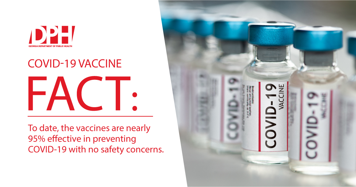 #GAHaveYouHeard FACT: Vaccine testing was thorough and successful. More than 70,000 people participated in clinical trials for two vaccines. To date, the vaccines are nearly 95% effective in preventing COVID-19 with no safety concerns. dph.georgia.gov/covid-vaccine