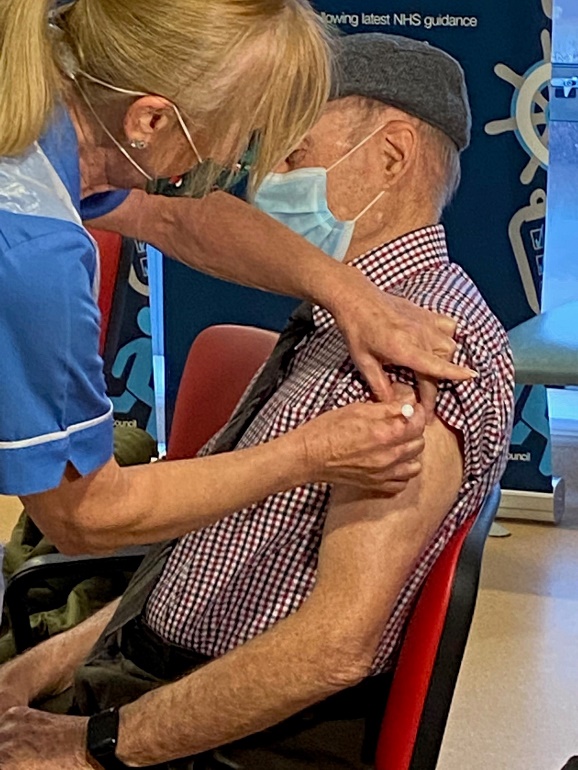 Andrew Fenton, 84, was the first person to get one at the Danbury Medical Centre.