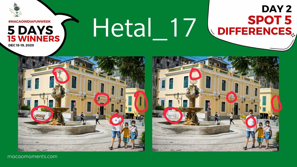 Hetal_17's tweet photo. @macaomoments #MacaoIndiaContestWeek #MacaoReadyGo #ExperienceMacao #MacaoMoments #MissingInMacao #Contest #ContestIndia #WinWin #Giveaways #ContestTime #ContestWeek
Spotted all 5 differences @macaomoments
@Ramprasad43
@ramyavellanki
@RiKhAvRoCkS
@arjunkumar318
@Jayshre30180167 https://t.co/tGd4AzPPO5