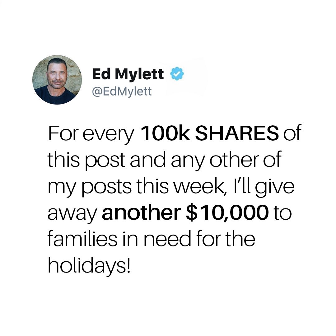 EdMylett's tweet image. Retweet! I believe every single human being was born to make a difference in this life , and that includes you. You don't have to be rich, or a politician, or famous to help someone in need. Today, all you have to do is SHARE THIS POST! 

Let’s help as many families as we can!