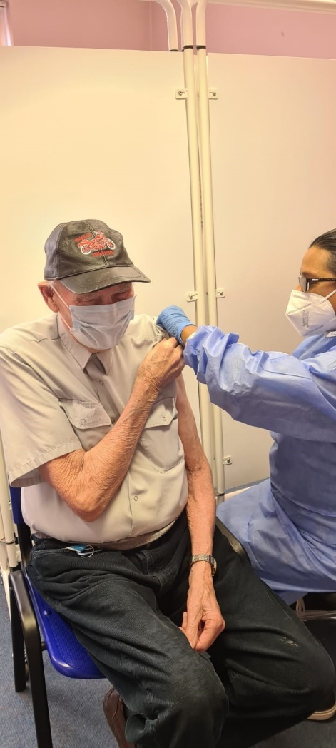94-year-old Colin from Grays is one of the oldest residents to receive his vaccine at Stifford Clays Covid Vaccination Hub in Thurrock.