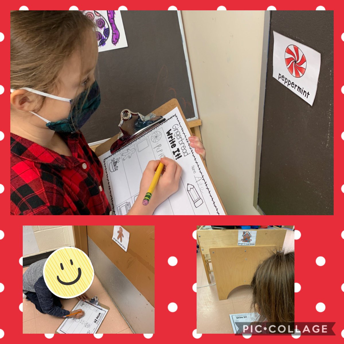 ms_neumann's tweet photo. Our students have been enjoying our gingerbread boy write the room activity. Exploring words that are related to the text we read as a whole group. #fulldaykindergarten @DVellaClass @MoosoneePSnews https://t.co/cIM3glMoEf
