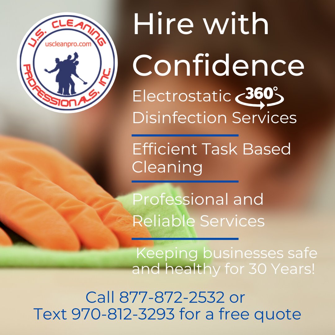 uscleanpro's tweet photo. Keeping Businesses Healthy for 30 years - Call Call 877-872-2532 or Text 970-812-3293 for a free quote https://t.co/d06xUEYKDv
