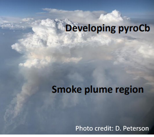 richardhmoore's tweet photo. What happens when a wildfire feeds into a massive thunderstorm? At #AGU20, @wildfirebender shares her exciting @NASAAirborne observations from within and around the the 2019 #FIREXAQ #pyroCb. Some evidence for rapid cloud processing of the smoke aerosols! https://t.co/P0hdBu7cL5 https://t.co/UolFLMG2VL