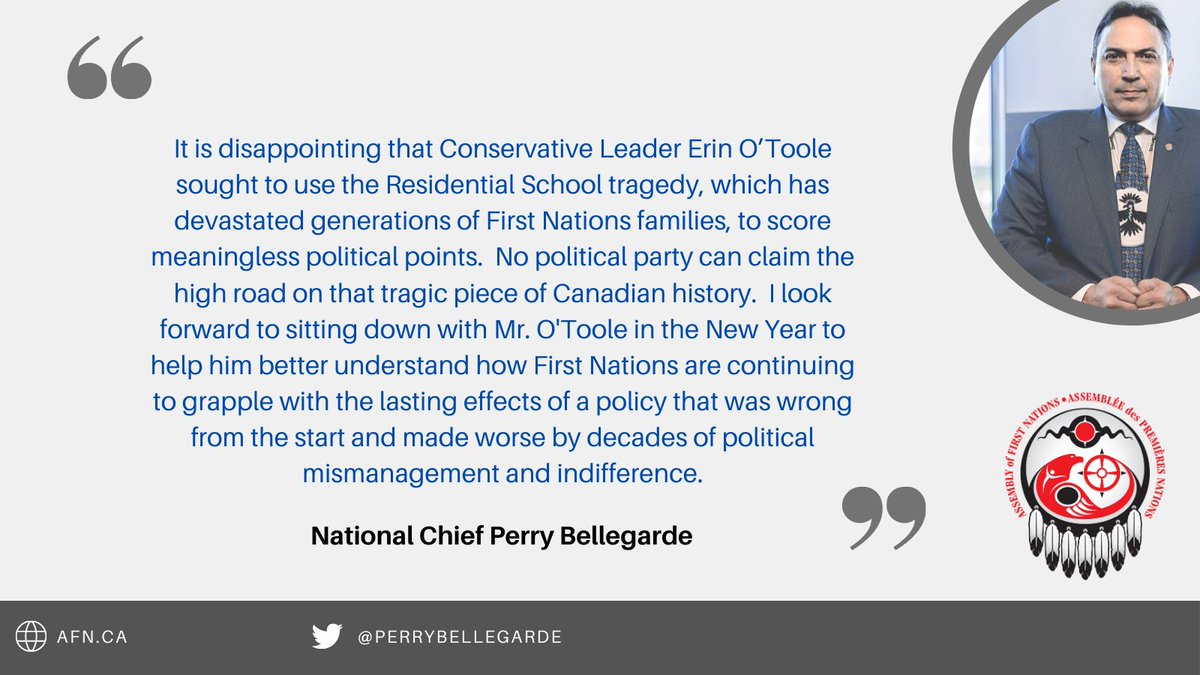 perrybellegarde's tweet photo. My thoughts on Conservative Leader @erinotoole's reprehensible comments about Residential Schools: https://t.co/mLj0B6DW3x