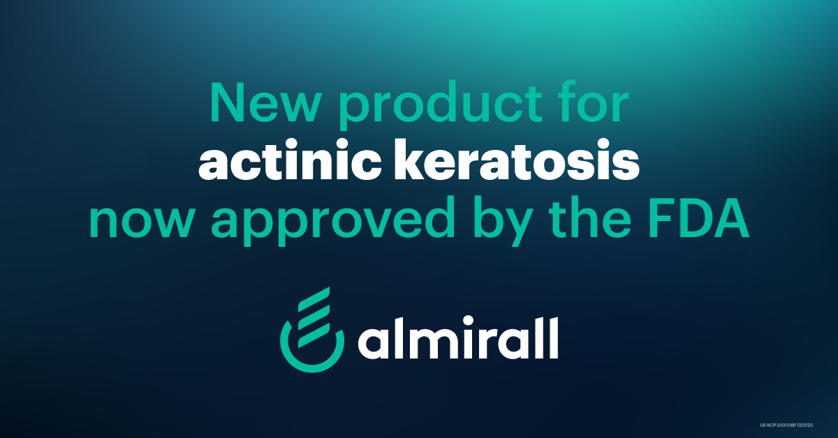 The <a href="/US_FDA/">U.S. FDA</a> approved our #ActinicKeratosis (AK) drug following positive results of two Phase III studies. To sign up to receive further information, click here. bit.ly/AKalmirall