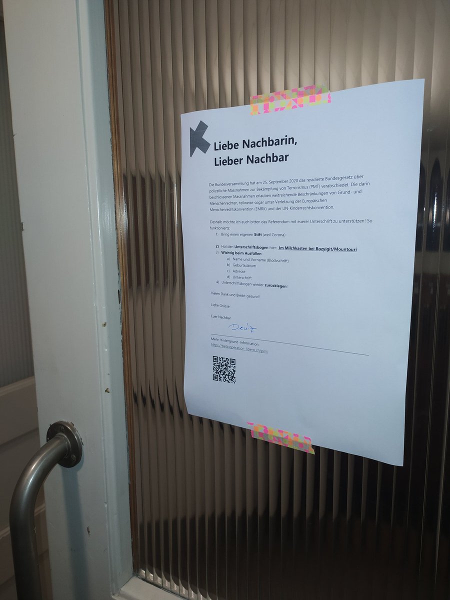 Es bleiben noch 29 Tage, um die 50’000 Unterschriften für das #PMT-Referendum zu sammeln. Die aktuellen Umstände erschweren die Unterschriftensammlung. Dennoch gibt es Möglichkeiten, wie du trotzdem sammeln kannst. Hier eine Anleitung: tiny.cc/PMTneinHowTo

#PMTnein