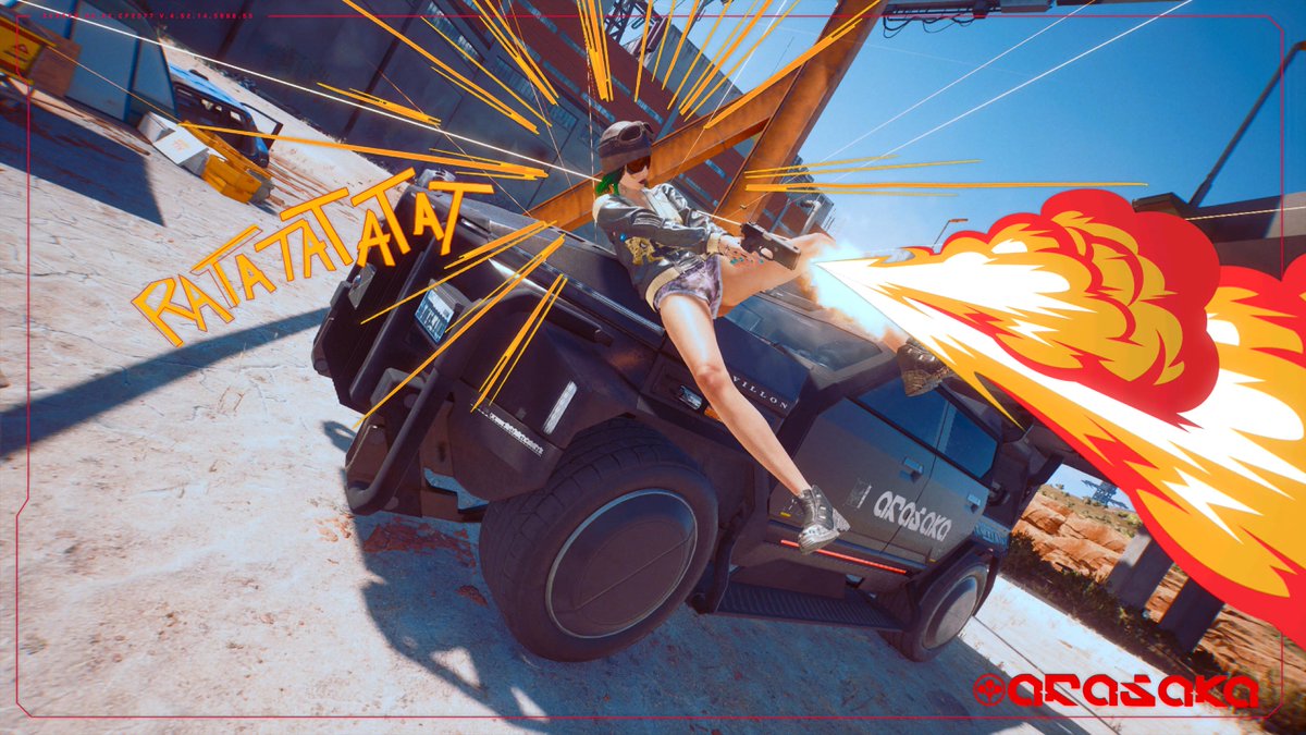 domigraph's tweet image. #PS5Share, #Cyberpunk2077 gunfight avec mon 4x4 #Arasaka