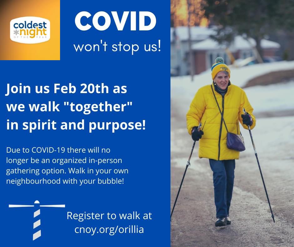 Join us for #cnoy21 as we walk “together” in spirit and purpose, in small COVID-friendly groups, in support of The Lighthouse. No longer an organized in-person event for COVID safety. #samebutdifferent Register today: cnoy.org/orillia
