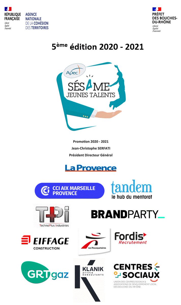 BrunoJonchier's tweet photo. Demain 17 décembre 🔊🔊Lancement de nouveaux binômes de #parrainage dans le cadre du dispositif @Apecfr #SésameJeunesTalents en partenariat avec la @CCI_AMP et le #HubduMentorat et avec #TechnoPlusIndustries @Klanik_ @mousquetairesfr @GRTgaz @eiffage #BrandParty @UCS_13 https://t.co/Ivj3iW2scu