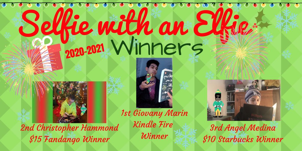 colonylibrary's tweet image. Here&apos;s the 2020-2021 Selfie With An Elfie Winners!! Congratulations! And a big THANK YOU for everyone who participated. #InCOHSLibrary #SelfieWithAnElfie