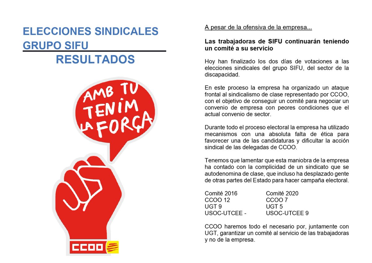 CCOO grupoSIFU provincia Barcelona tweet media