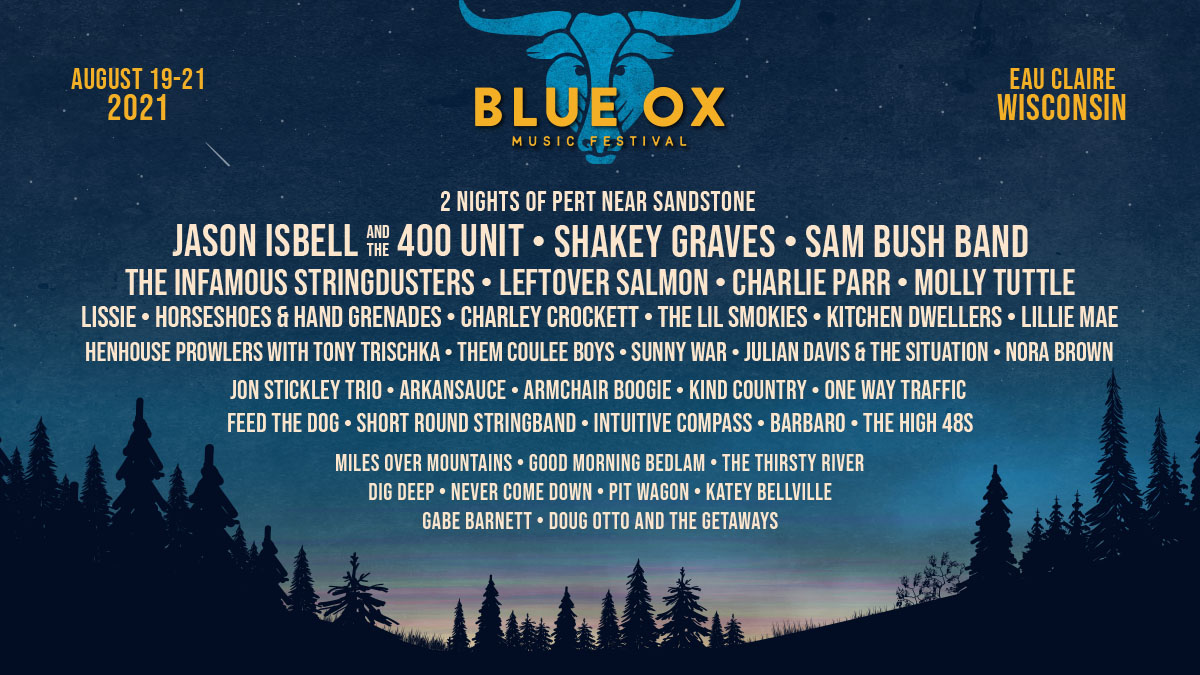blueoxmusicfest's tweet photo. We look forward to a new year of music and live performances with our Blue Ox family as we welcome @JasonIsbell, @ShakeyGraves, @sam_bush and more to Eau Claire, WI for Blue Ox 2021 (August 19-21). Limited tickets, campsites &amp; car passes are now on-sale: https://t.co/BAdQsL4whp https://t.co/L9wbzXBw6v