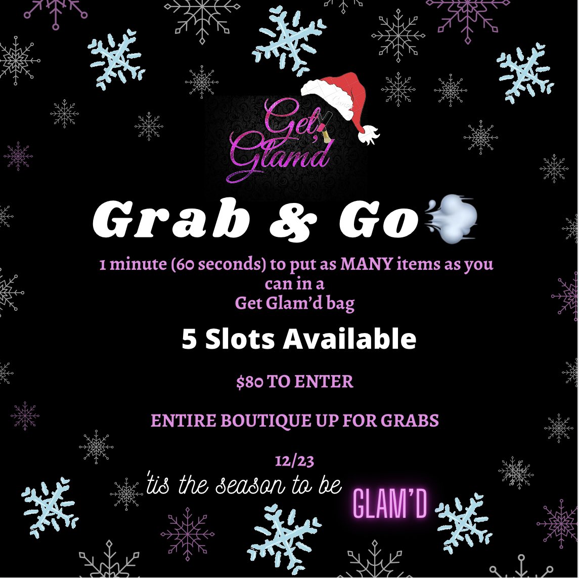 Test run
Slots are filling up. Finish off your Xmas list at @get_glamdd 
•
Yasssssss bihhhh.. you’re reading right. Entire boutique up for grabs. Fill those bags up LIMITED SPOTS 
#Tsu24 #Tsu23 #Tsu22 #Tsu21 #Nashville #Memphis #Atlanta #nashvilleboutique #NashvilleFashion