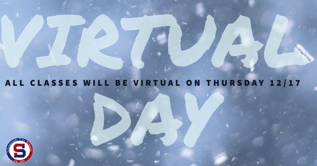 No in-person classes on Thursday. ❄️☃️ All teaching and learning will be virtual.