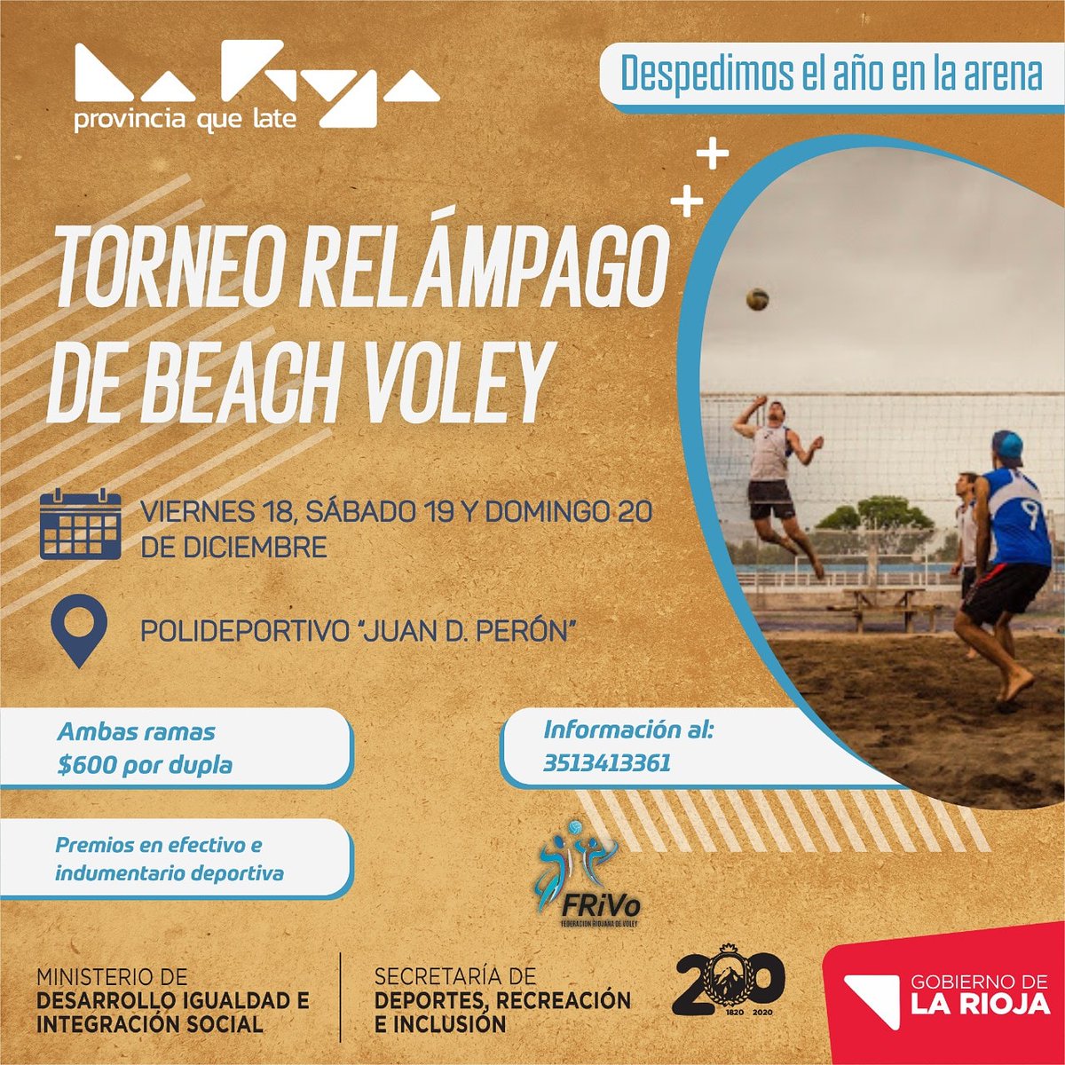 secdeportelr's tweet photo. #BeachVoley 🏐🙌 
En el complejo de Beach ubicado en el Polideportivo Juan D. Perón se desarrollará este fin de semana un torneo relámpago de la disciplina. Organizado por la Federación Riojana de Vóley y auspiciado por nuestra Secretaría, se concretará a partir de este viernes. https://t.co/FR6GlGh56h