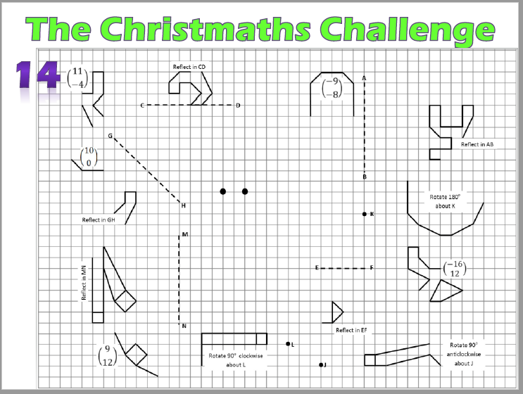 GES_MathsandCS's tweet photo. #ChristMATHS Challenge Day 14- Here's one to print out and try during your evening ahead, use your knowledge of transformations to work out what the picture is!
#Christmasmaths #mathsadvent #mathschallenge #isitabirdisitaplane π§
@GeorgeEliotSch https://t.co/35dy23YRN2