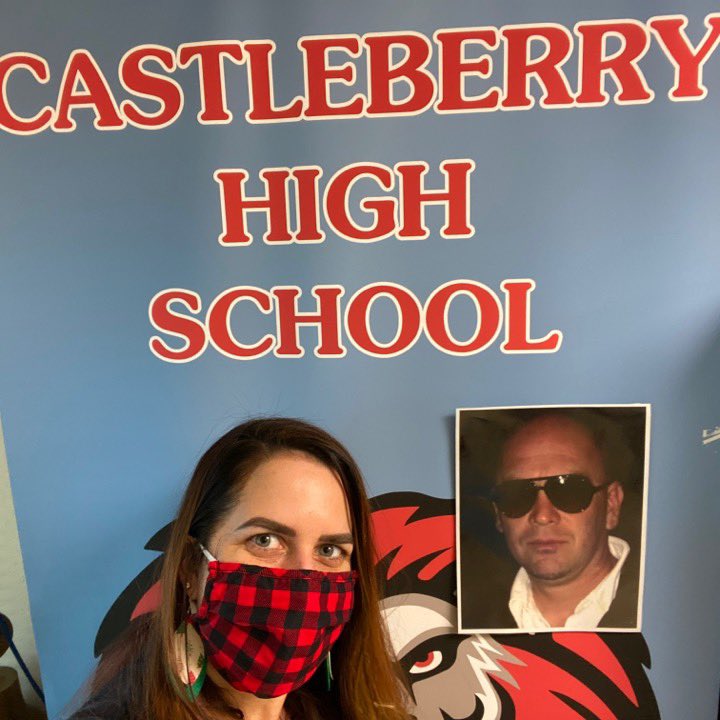 CHSScienceLady's tweet photo. Pit Bull and I showing out Castleberry Pride!!! #CHSmistletoemayhem https://t.co/Ziv6D61kQt