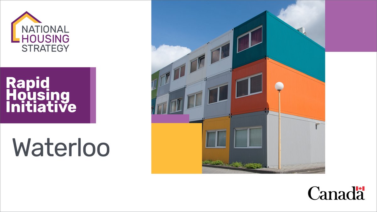 CMHC_ca's tweet photo. Through the Rapid #Housing Initiative, @RegionWaterloo aims to use their $8.2 million in funds for two projects, totaling 42 modular #homes. The projects will help women experiencing homelessness and applicants on the community #housing waitlist:  https://t.co/o7TaftuwBc https://t.co/X2tw6MqEYu