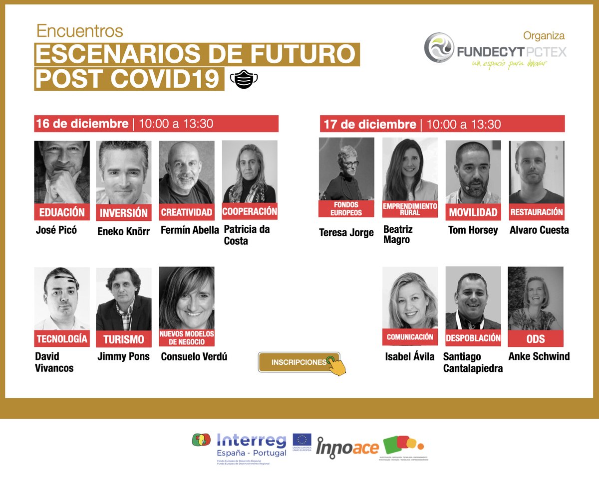 FOvilo's tweet photo. Muy alto han puesto el listón, los ponentes de hoy de escenarios futuro post #covid19 disfrutemos mañana otro gran día de conocimiento.
INSCRIBETE: https://t.co/Kk5w0SOyJm
#online & #gratis
#despoblacion #emprendimiento #movilidad #restauracion #ODS #comunicacion #UE #innoace https://t.co/8oST3tQMJn
