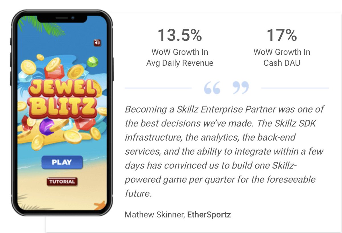  $FEAC/Skills is more like  $SHOP than  $DKNG... instead of investing millions to create games that you don’t know if people will enjoy, they just create the most trusted platform that everybody in the sector is going to want to use, hence 95% margin‘s