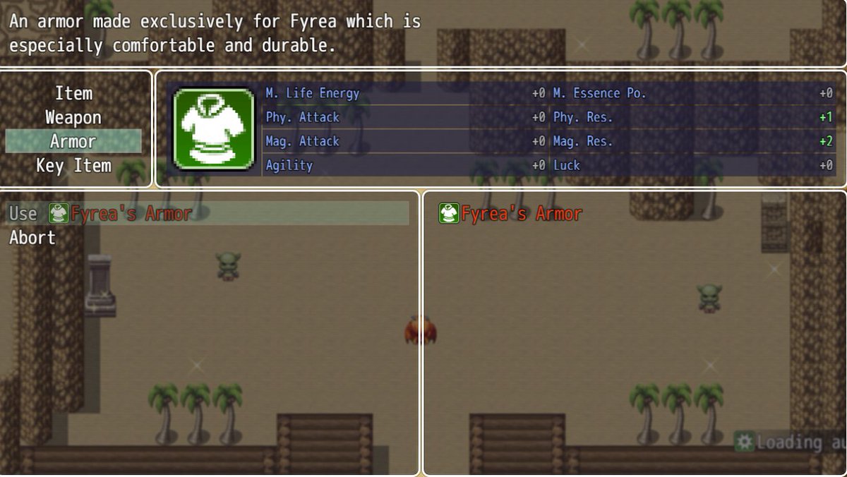 DaraneyS's tweet photo. Hello everyone!
I hope you are doing well these days!
This time I'll feature the re-balanced "Fyrea's
Armor". Note that this is not the final stat design since
I'm constantly testing the changes in terms of stats.

#rpgmaker #jrpg #Steam #indiedev #gamedev #indiegames 
#Videogame https://t.co/tV60U2AP23