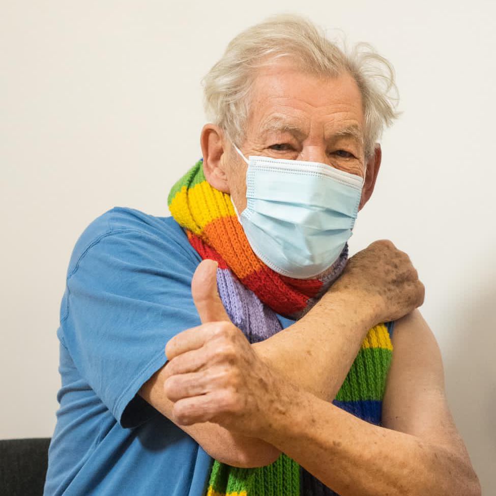 Sir Ian McKellen receiving his COVID vaccine dose.