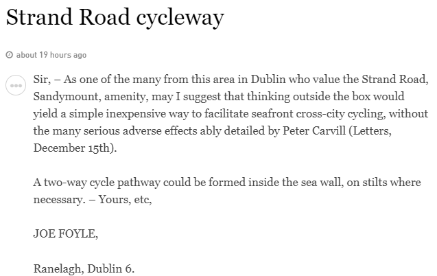 community_stc's tweet photo. One of the many Ranelagh residents who value 2-way #StrandRd #irishtimes #rtept https://t.co/2AEvzDGo68 https://t.co/aiK8qYNTH8