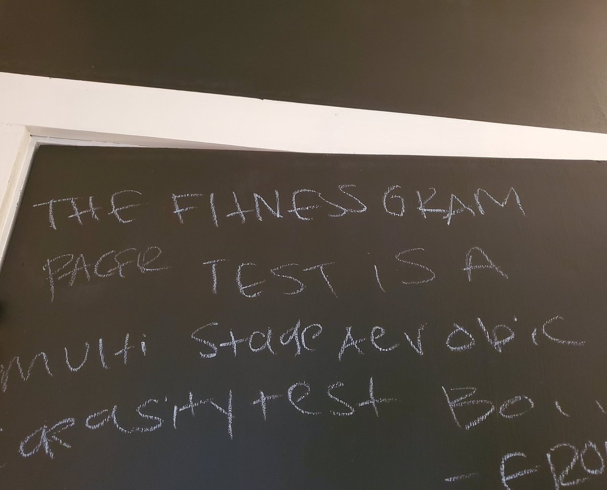 PatrickLynchPE's tweet photo. While painting today I saw this on the back of the bedroom door and it hit me in the feels #fitnessgram #pacertest #peteacher #missteaching https://t.co/tlN5ZjhjMH