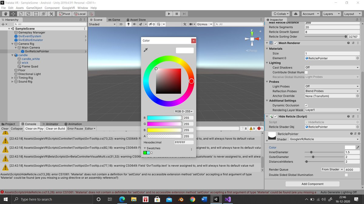Antariksh_Patre's tweet image. How do I change the alpha value for the color of the reticle pointer (Google Cardboard) via a script in Unity? Any idea guys?
#unity3d #unity #unityhelp #madewithunity #indiedev