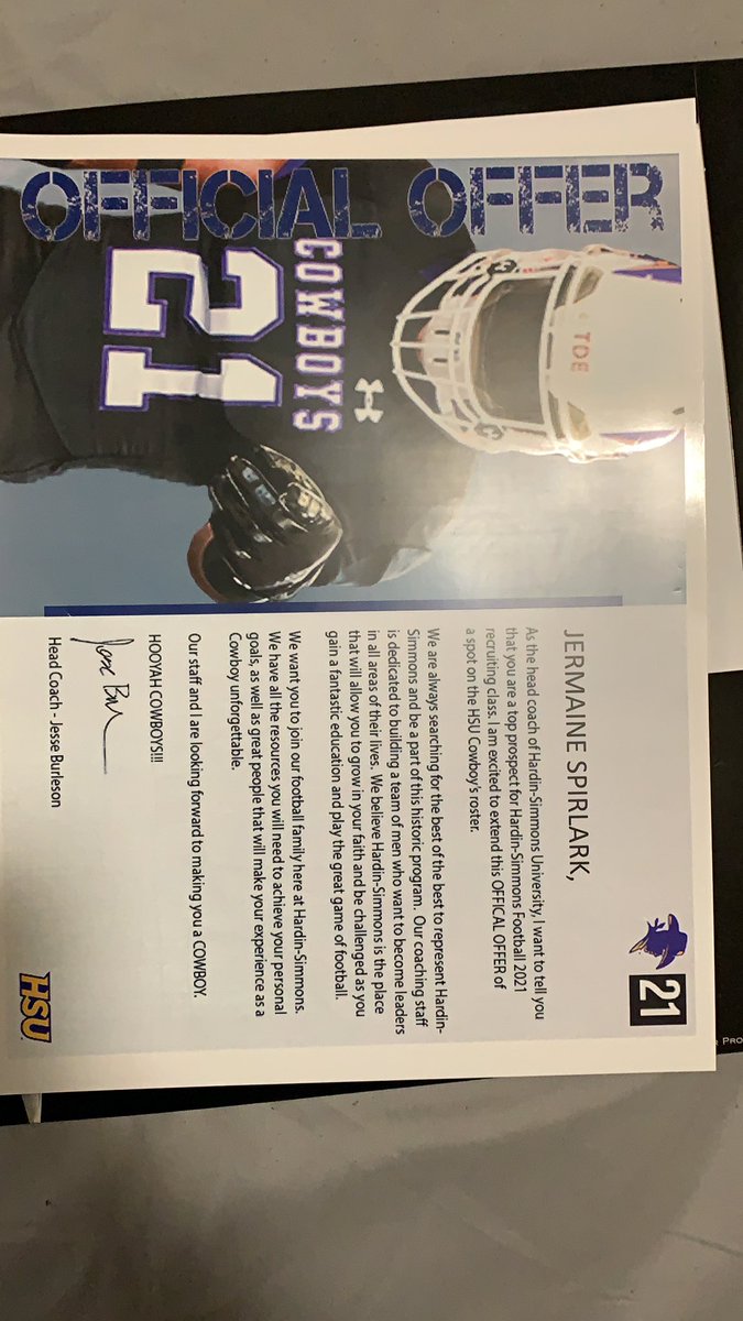 Blessed to receive my 3rd offer from Hardin Simmons university