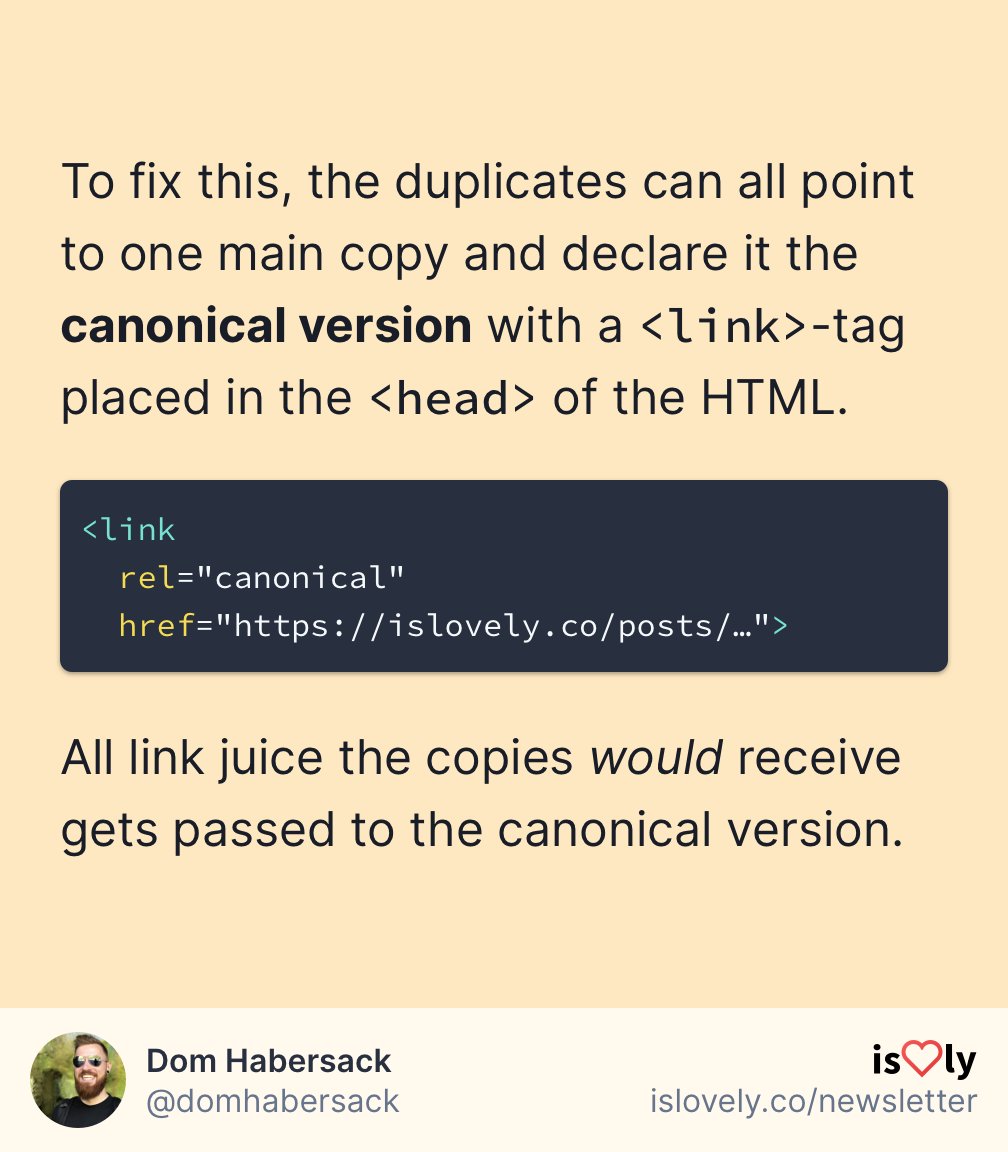 You want to pick one version and make that the true original. That one is called the “canonical version”.If the other copies point to this original with a <link>-tag, the link juice they WOULD receive gets passed to the canonical version instead.