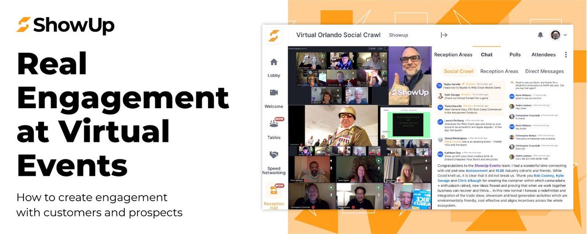 ShowUp_Events's tweet photo. The Virtual Orlando Social Crawl went well with lots of engagement in the booths. What did we learn? Join @vrbob1 and exhibitors Dec. 17 at 11 am CST for a full retrospective with data, highlights, &amp; insights to make your future events super engaging.

https://t.co/lDROooadoW https://t.co/uvGqFx61vI