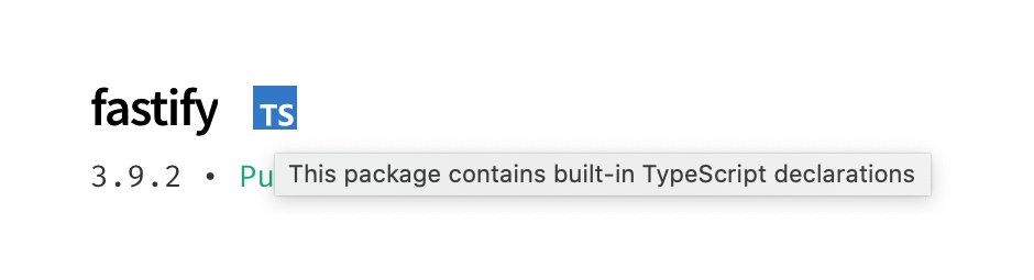 I love this new change - the <a href="/npmjs/">npm</a> registry now lets you know when a package contains built-in <a href="/typescript/">TypeScript</a>  declarations.