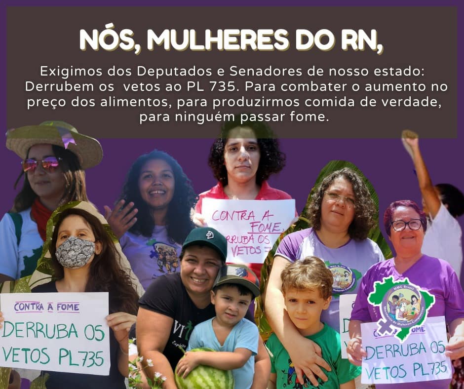 mmcnacional's tweet photo. 🔴Camponesas do RN e MA em luta!
Em todo o país, o MMC segue na luta pela derrubada dos vetos ao #PL735.
🚩Lute pela agricultura camponesa! Pressione nas redes de deputados/as e senadores/as do seu estado pela derrubada dos vetos.
#CongressoDerrubeVetos735 #SemVetosSemFome https://t.co/gVF2ABQreH
