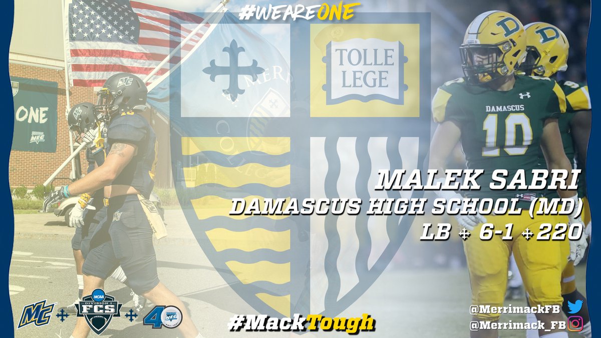 Merrimack_FB's tweet photo. Defensive force from Maryland powerhouse @DHSAthleticBC #DMVTakeover #MACKTOUGH https://t.co/9BovO4da8S