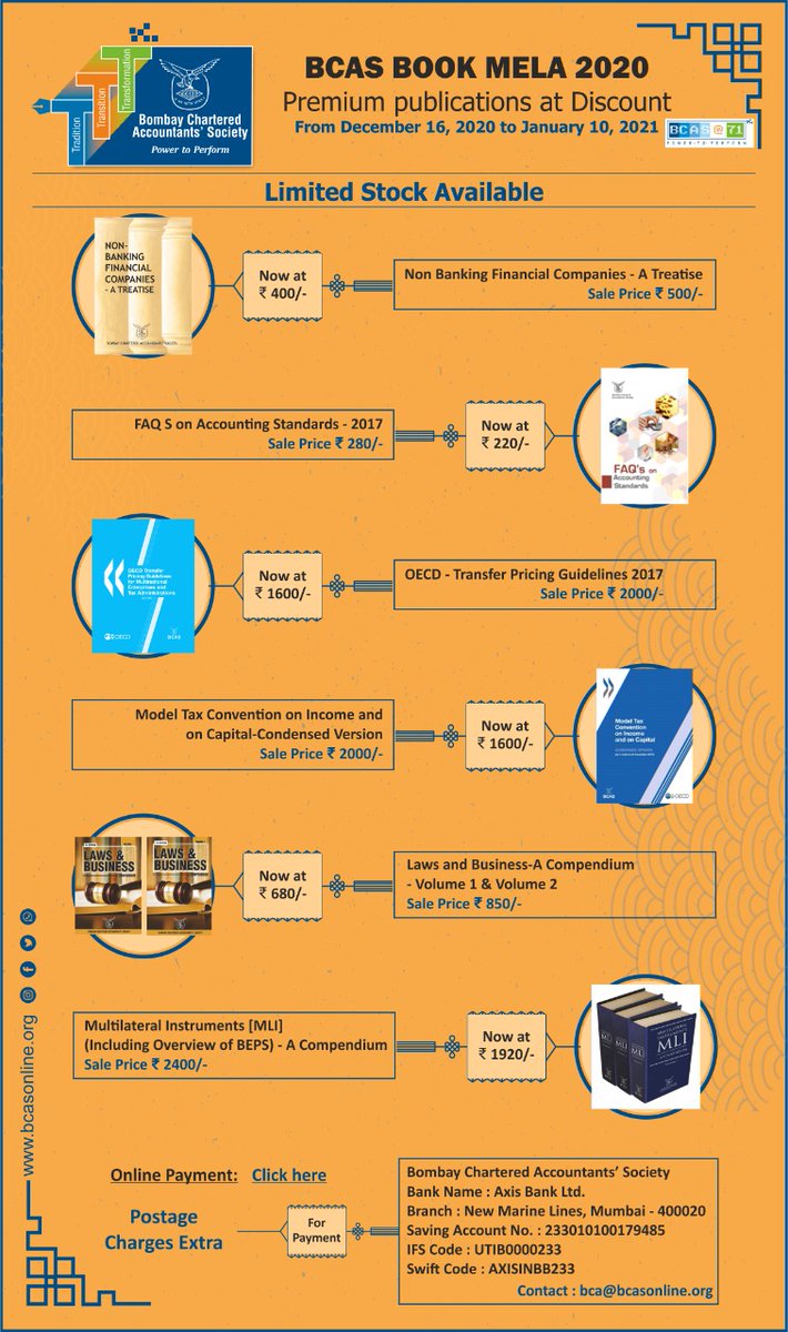 bcasglobal's tweet photo. Take advantage of #BCAS BOOK MELA 2020. Get Premium publications at Discount.

For details https://t.co/AH1oFNJJo9 

Payment link: https://t.co/Z9fCmzjbMN

#BCASPublications #BCASInitiative https://t.co/6zlR7DaIBx